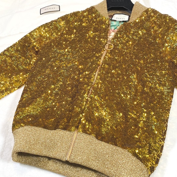 Gucci Gold Sequin Bomber & Evening Jacket - Picture 4 of 13